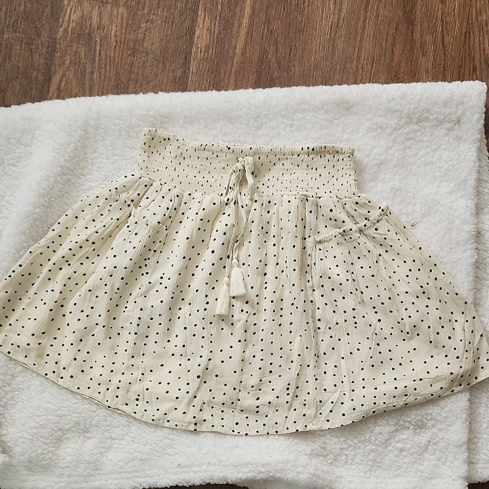 NWOT Patrons of Peace Cream Skater Skirt with Black Dots